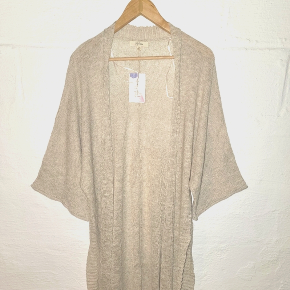 NWT Anthropologie Peyton Primrose Linen Cardigan Open Front , Side Slits